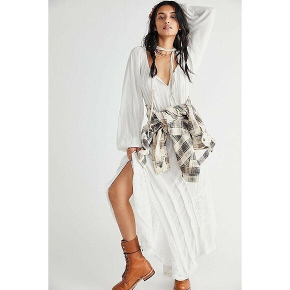 NWT FREE PEOPLE ENDLESS SUMMER Sz S OCEAN SIDE MAXI DRESS IN IVORY - Picture 1 of 4